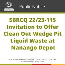 SBRCQ 22/23-115 Invitation to Offer - Clean Out Wedge Pit - Liquid Waste at Nanango Depot