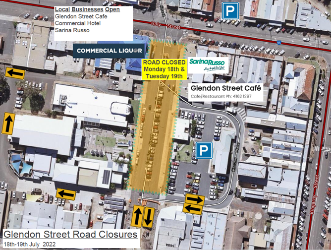 15 07 2022 Notice of works glendon street northern closure map