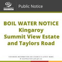 BOIL WATER NOTICE – Kingaroy – Summit View Estate and Taylors Road