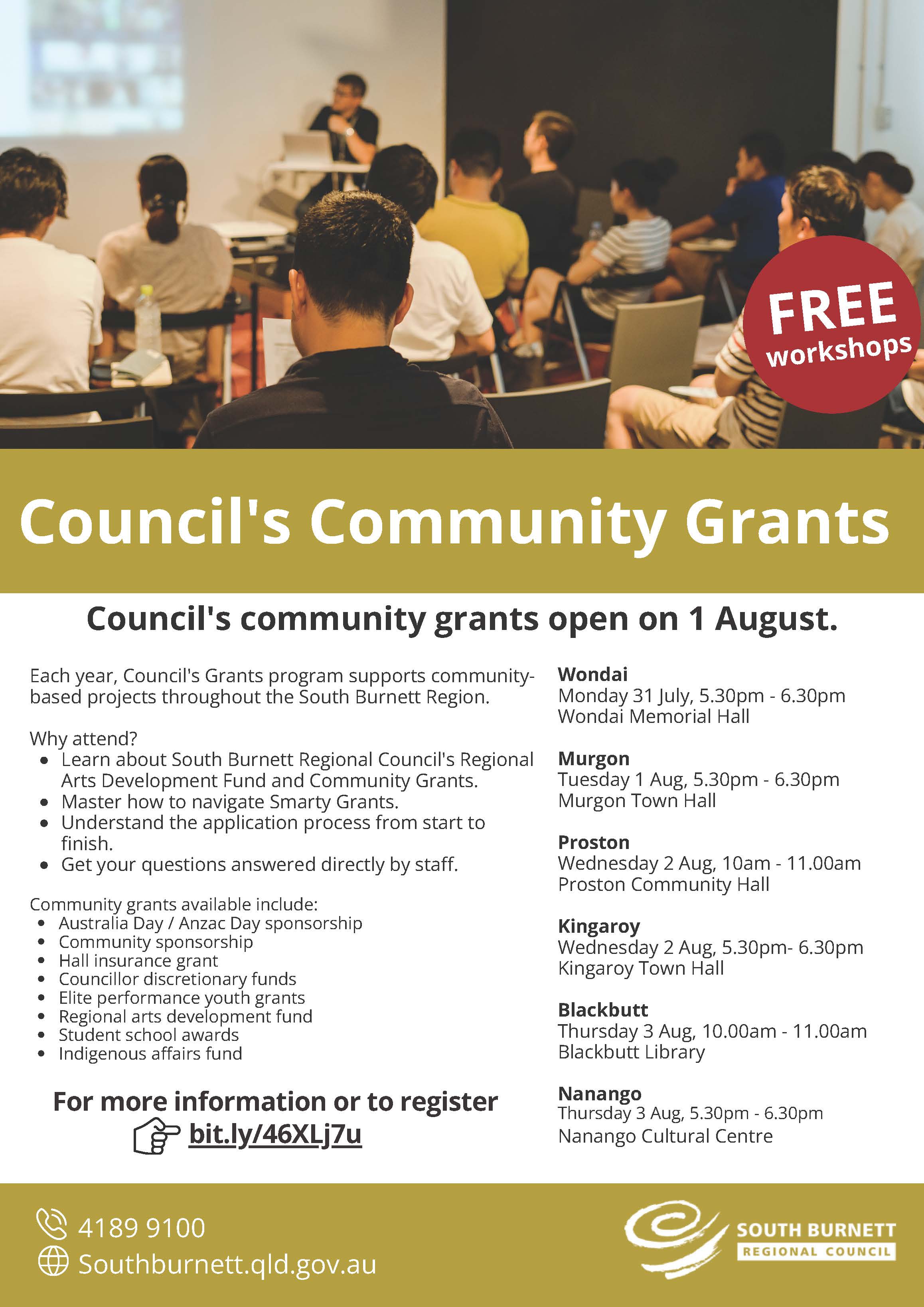 26 07 23 Community grant info sessions flyer 1