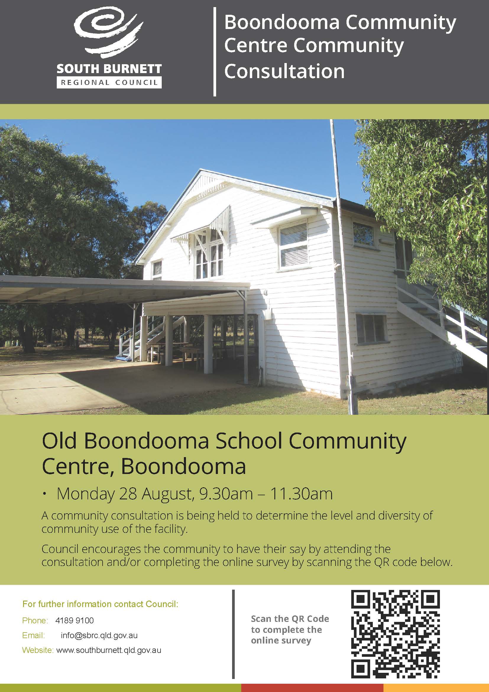 Flyer boondooma community centre community consultation
