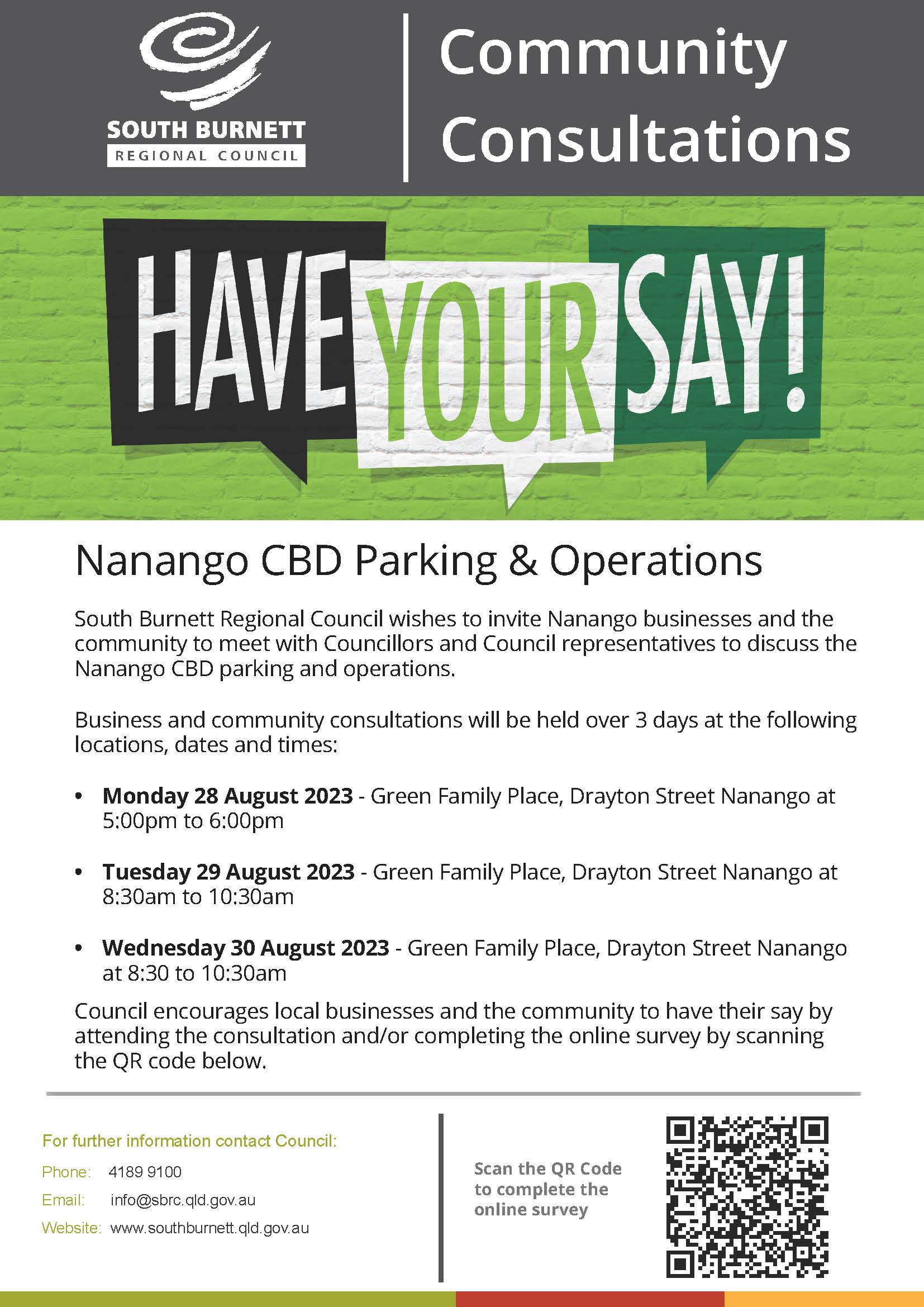 Flyer nanango parking community consultations