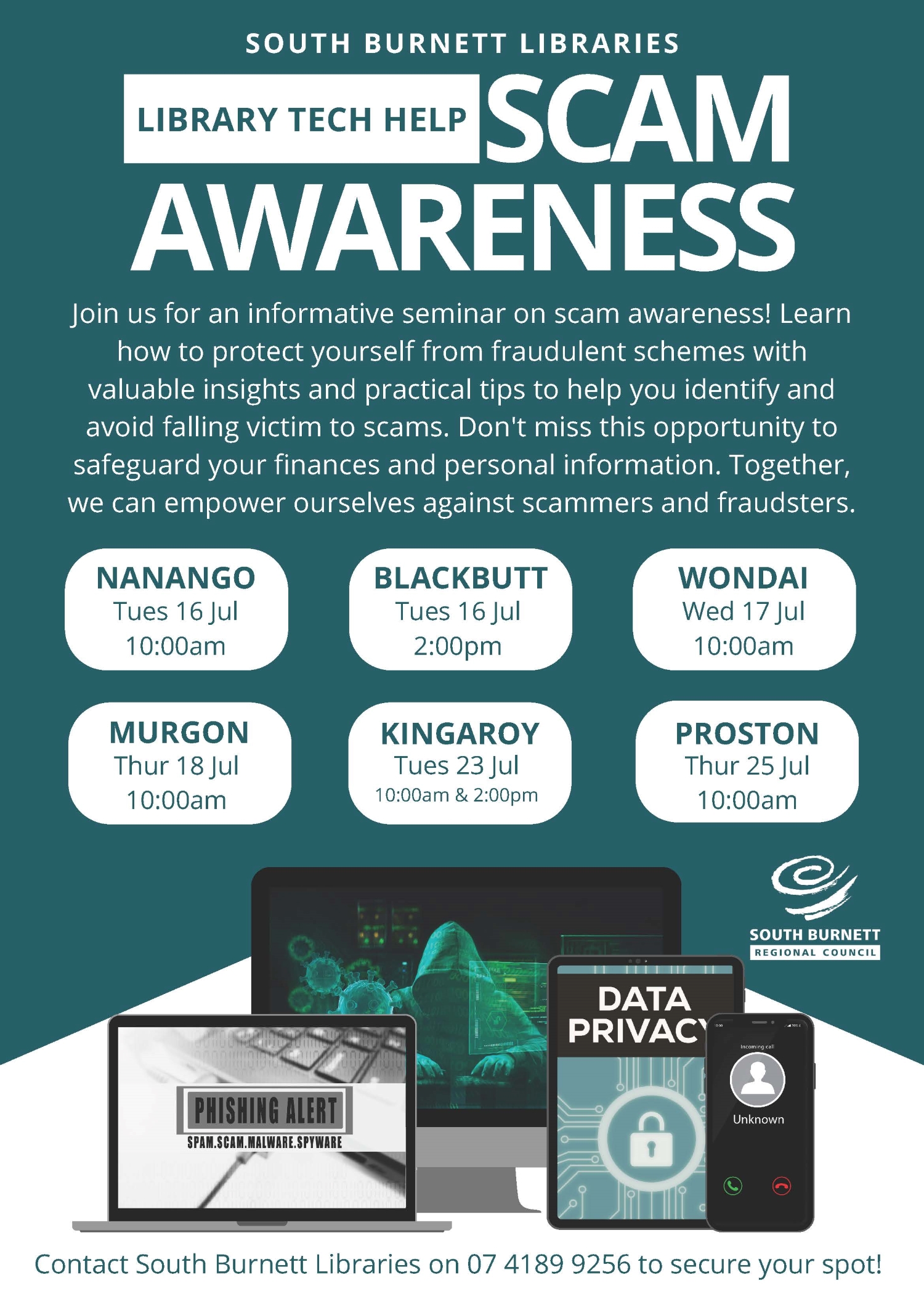 Library tech help scam awareness poster