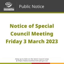 Notice of Special Council Meeting – Friday 3 March 2023