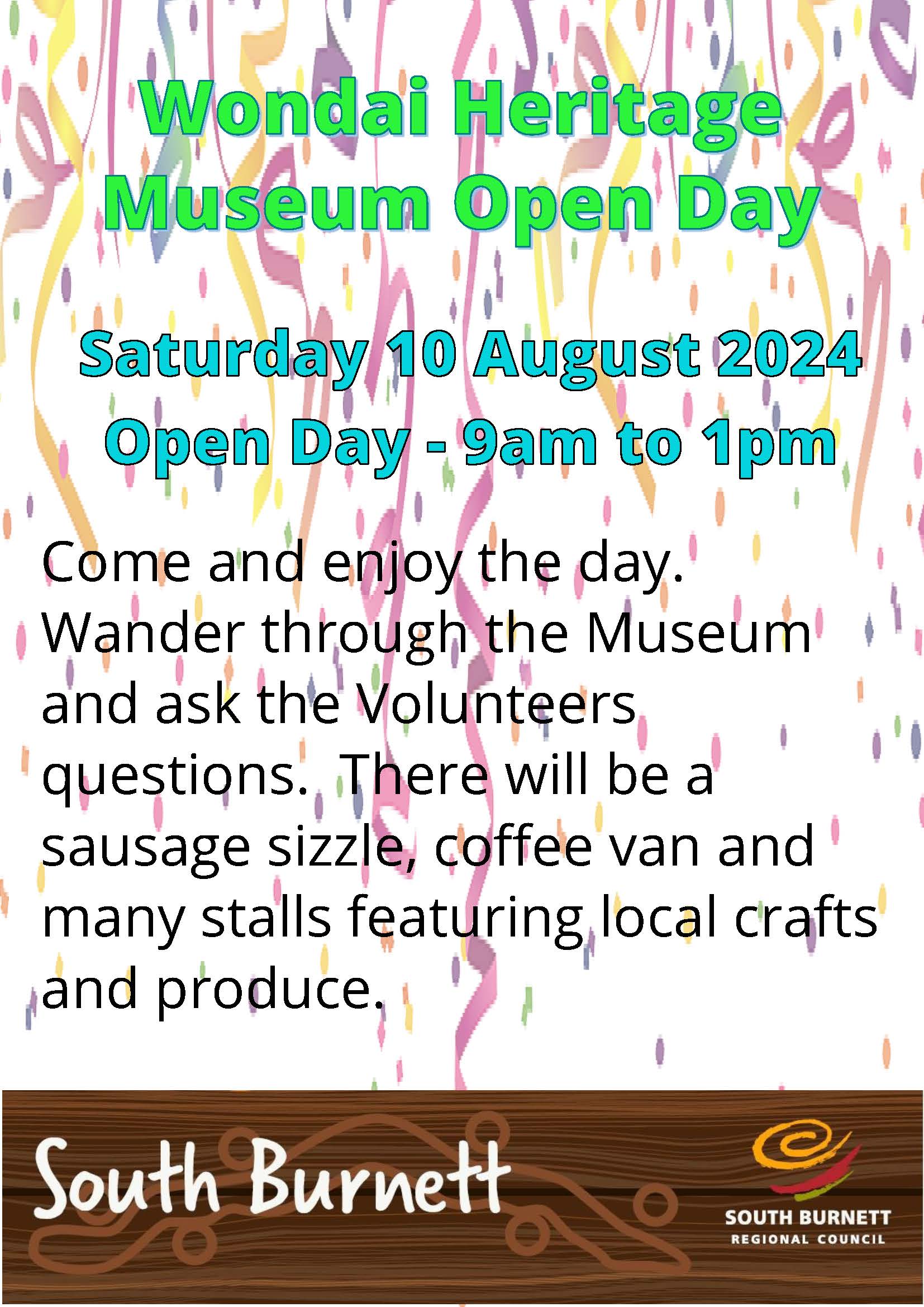 Wondai heritage museum open day flyer